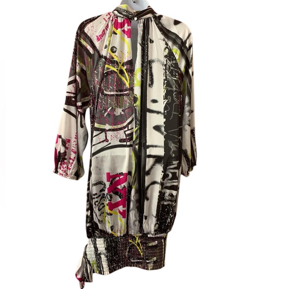 Gabrielle Union Abstract Print Dress with Tie Detail M - Picture 5 of 8